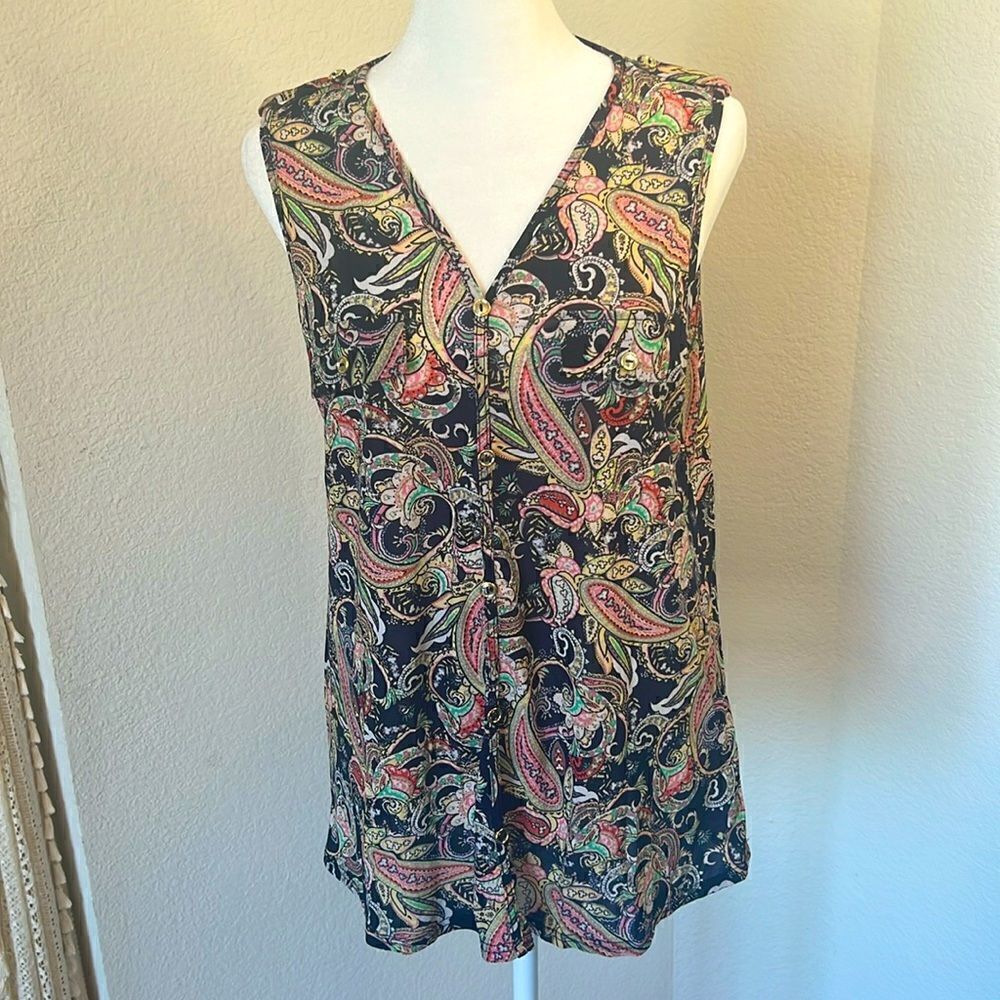 Ember Ladies Sleeveless Paisley Tank Top ~ Size Medium